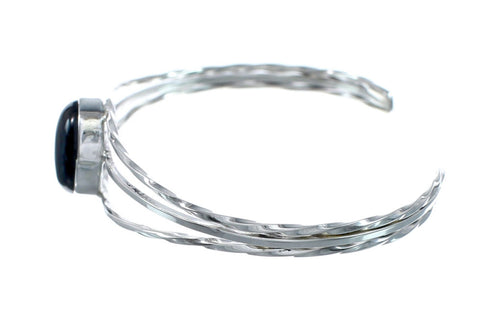 Onyx Sterling Silver Navajo Indian Cuff Bracelet AX129719
